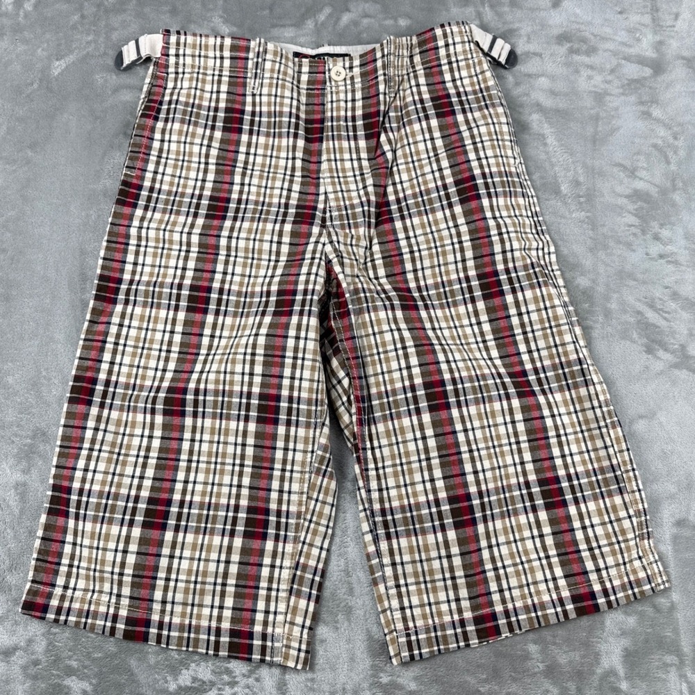 Guess Boys Bedford Beige Plaid Shorts Size 18 NWT Red Navy Cotton
